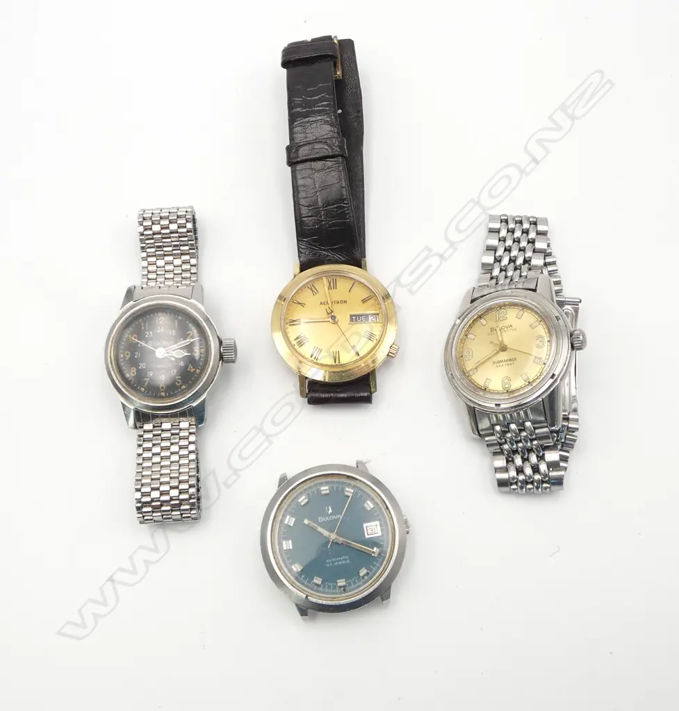 4 BULOVA GENT'S WRISTWATCHES 3 running 1 w no strap + 1 ACCUTRON Image 1++
