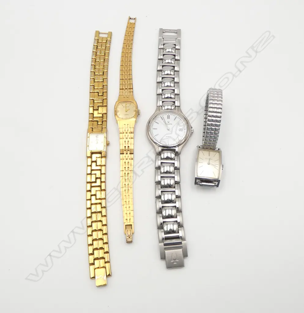 4 vintage BULOVA WRISTWATCHES: Running. 3 ladies. Image 1++
