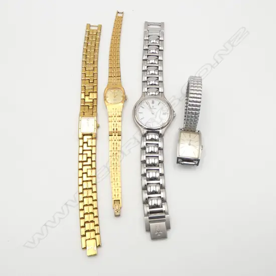 4 vintage BULOVA WRISTWATCHES: Running. 3 ladies.