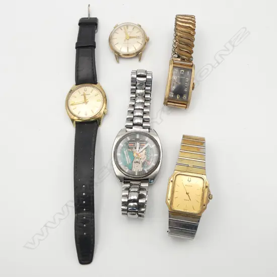 4 BULOVA GENT'S WRISTWATCHES: Includes an Accutron Space View. 1 w no strap