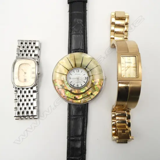 3 LADIES WRISTWATCHES; ANNE KLEIN, FOSSIL & LIPSTART