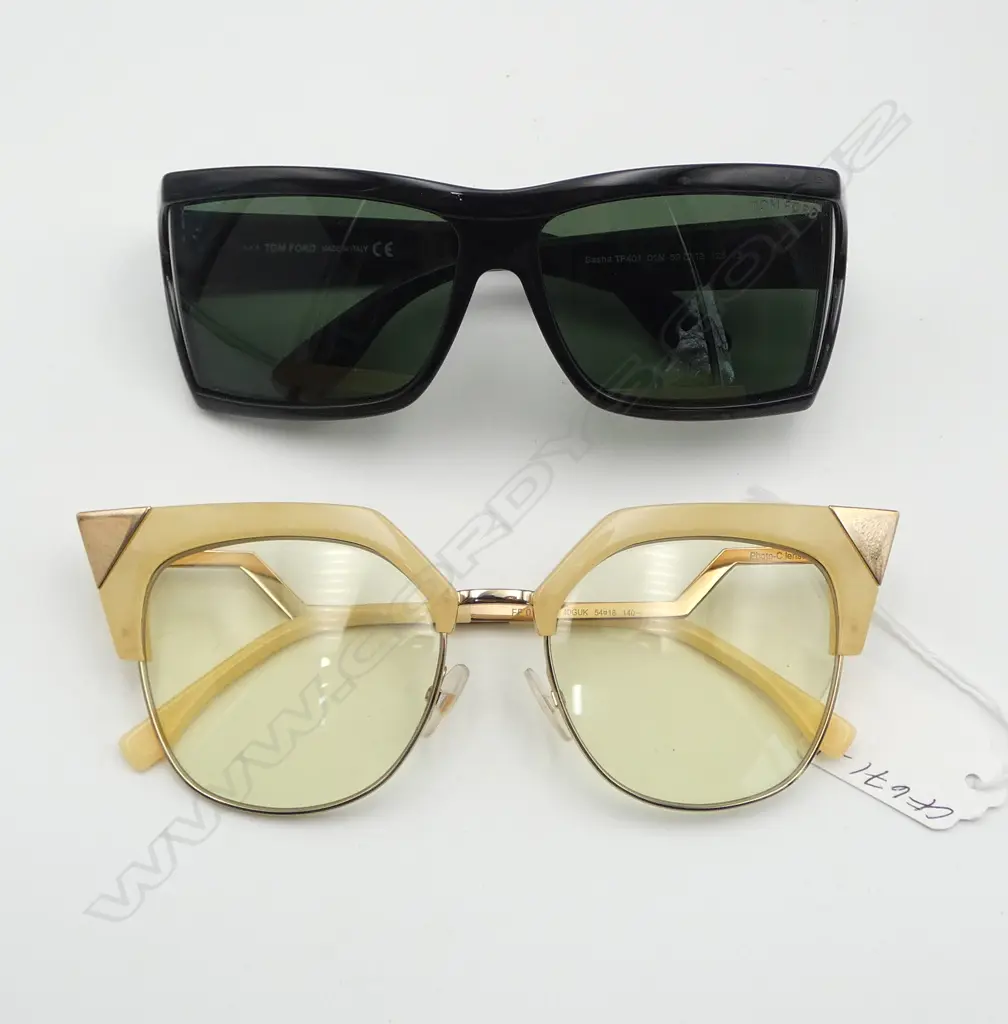 TWO PRS DESIGNER SUNGLASSES, FENDI w CASE, UNWORN w authentication & TOM FORD w CASE bought from SAFILO US Image 1++