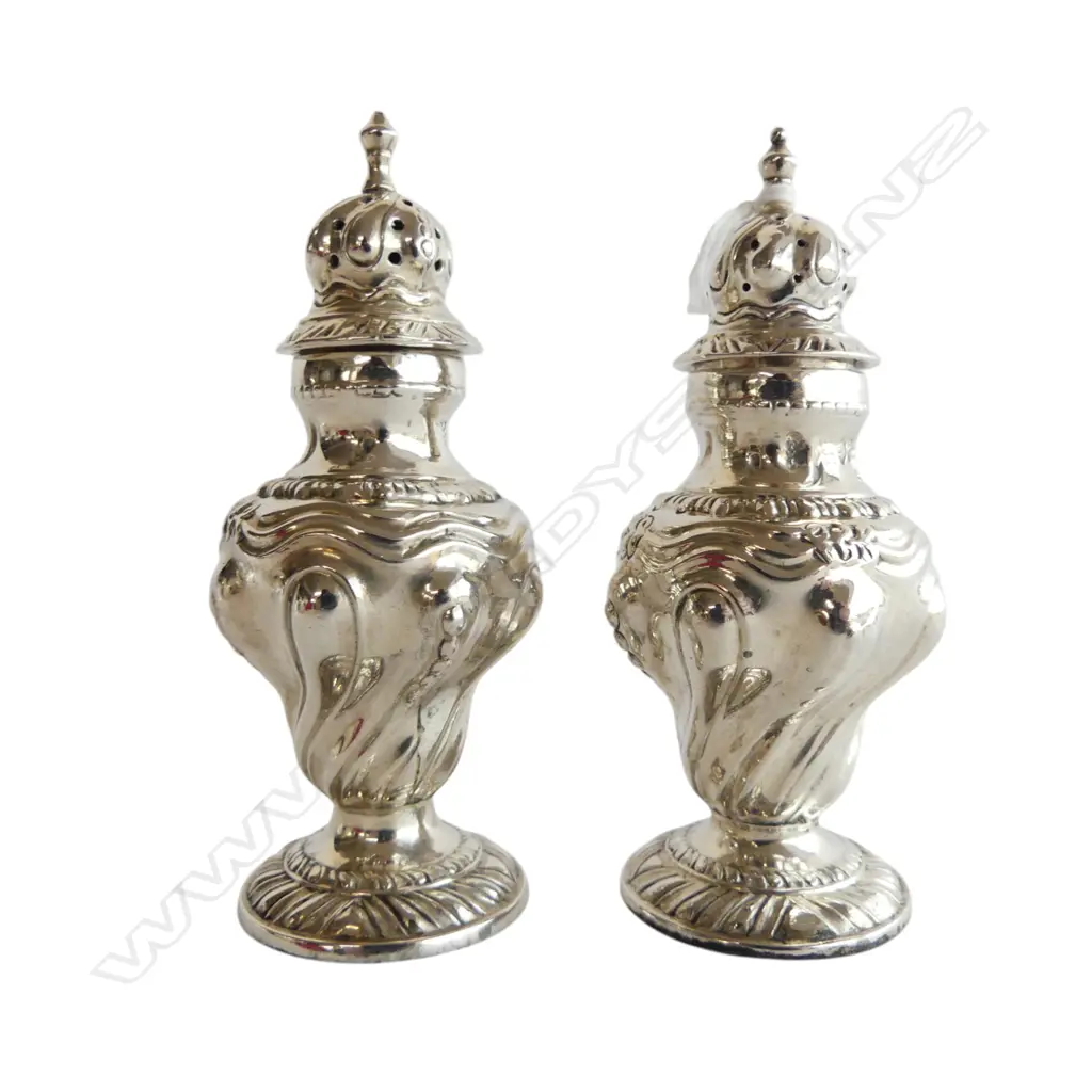 PR FANCY SILVER PEPPERETTES London 1899 by Holland, Aldwinckle & Slater 76gms Image 1++