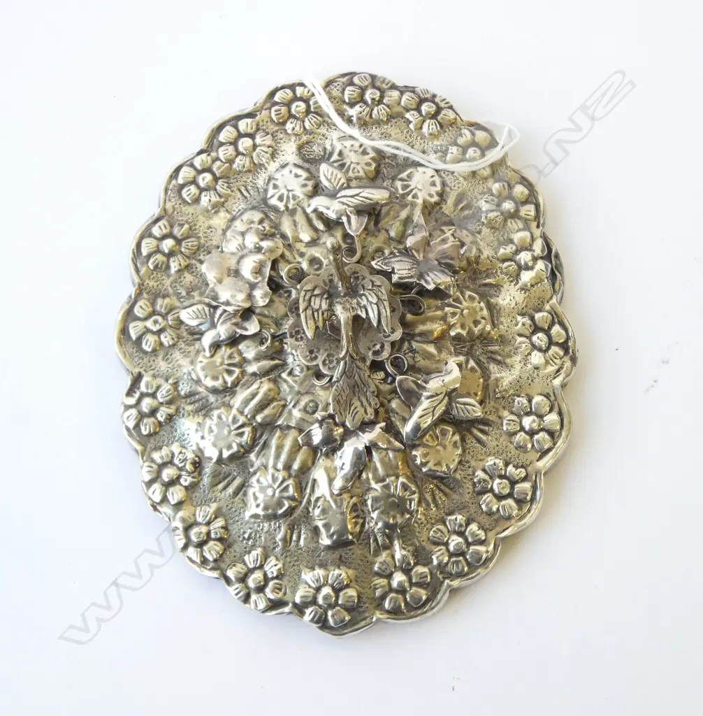 ANTIQUE SILVER REPOUSSE HAND MIRROR EGYPT OR TURKISH HALLMARKS, L.145MM Image 1++