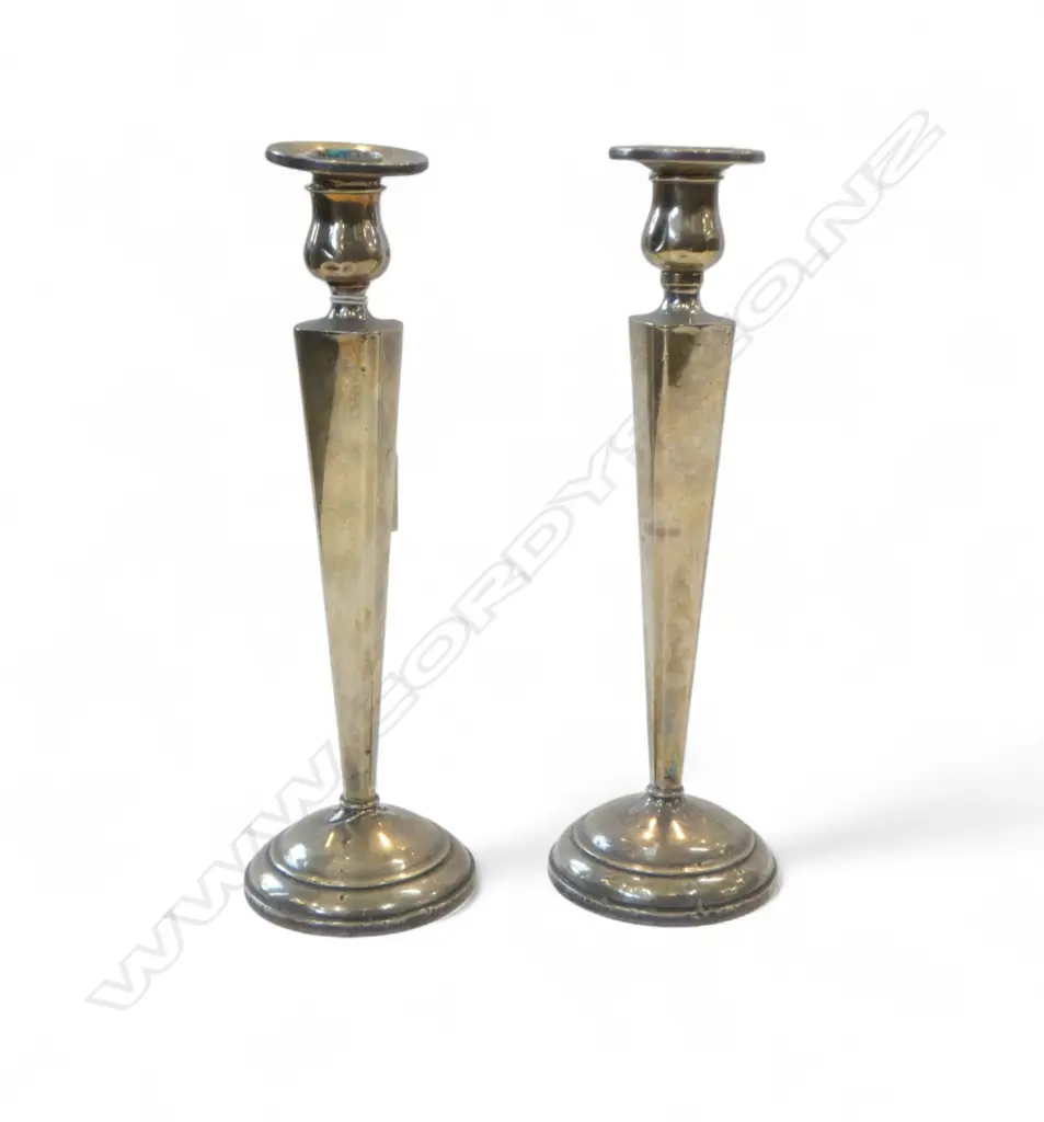 PR STERLING SILVER CANDLESTICKS H.255mm, WEIGHTED Image 1++