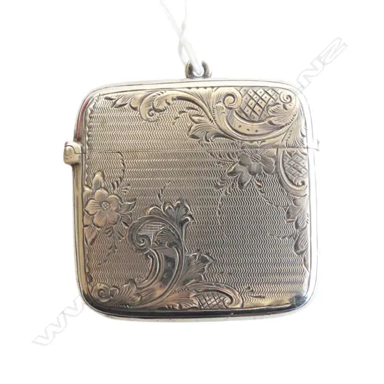 Late Victorian quality large SILVER ENGRAVED VESTA Birmingham 1895