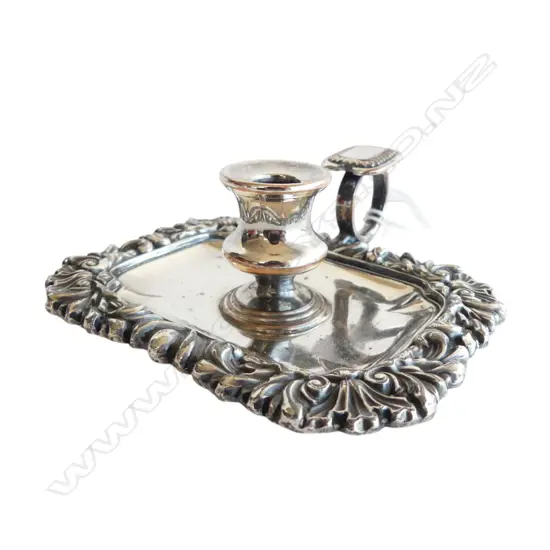 WmIV QUALITY OLD SHEFFIELD PLATE CHAMBER TAPPER CANDLESTICK c.1830. Copper showing