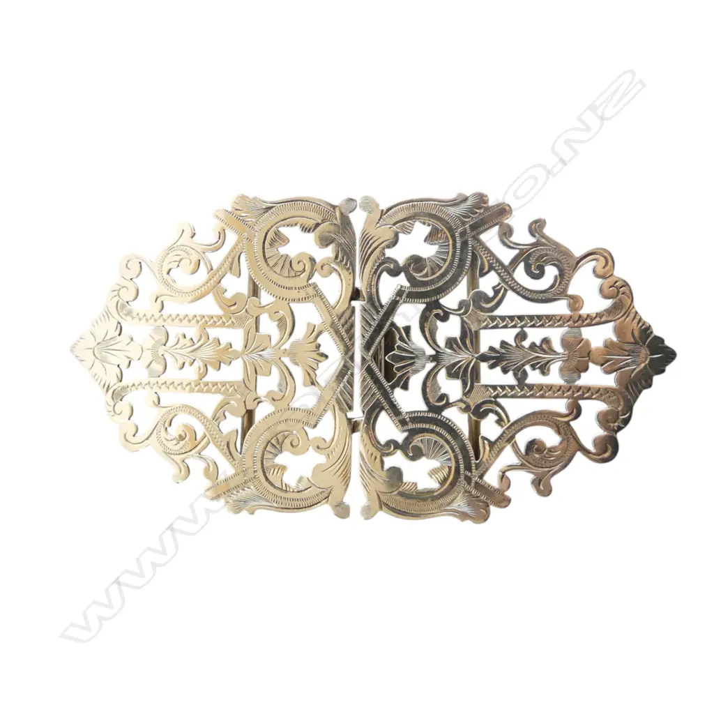 EDWARDIAN SILVER PIERCED 2 PIECE BUCKLE Birmingham 1901 35.5gms Image 1++