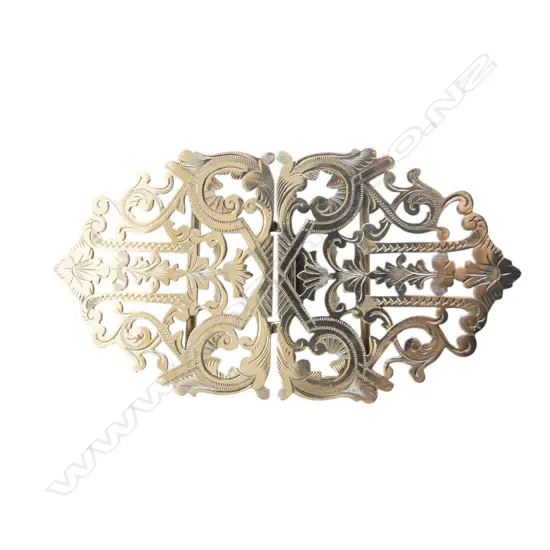 EDWARDIAN SILVER PIERCED 2 PIECE BUCKLE Birmingham 1901 35.5gms