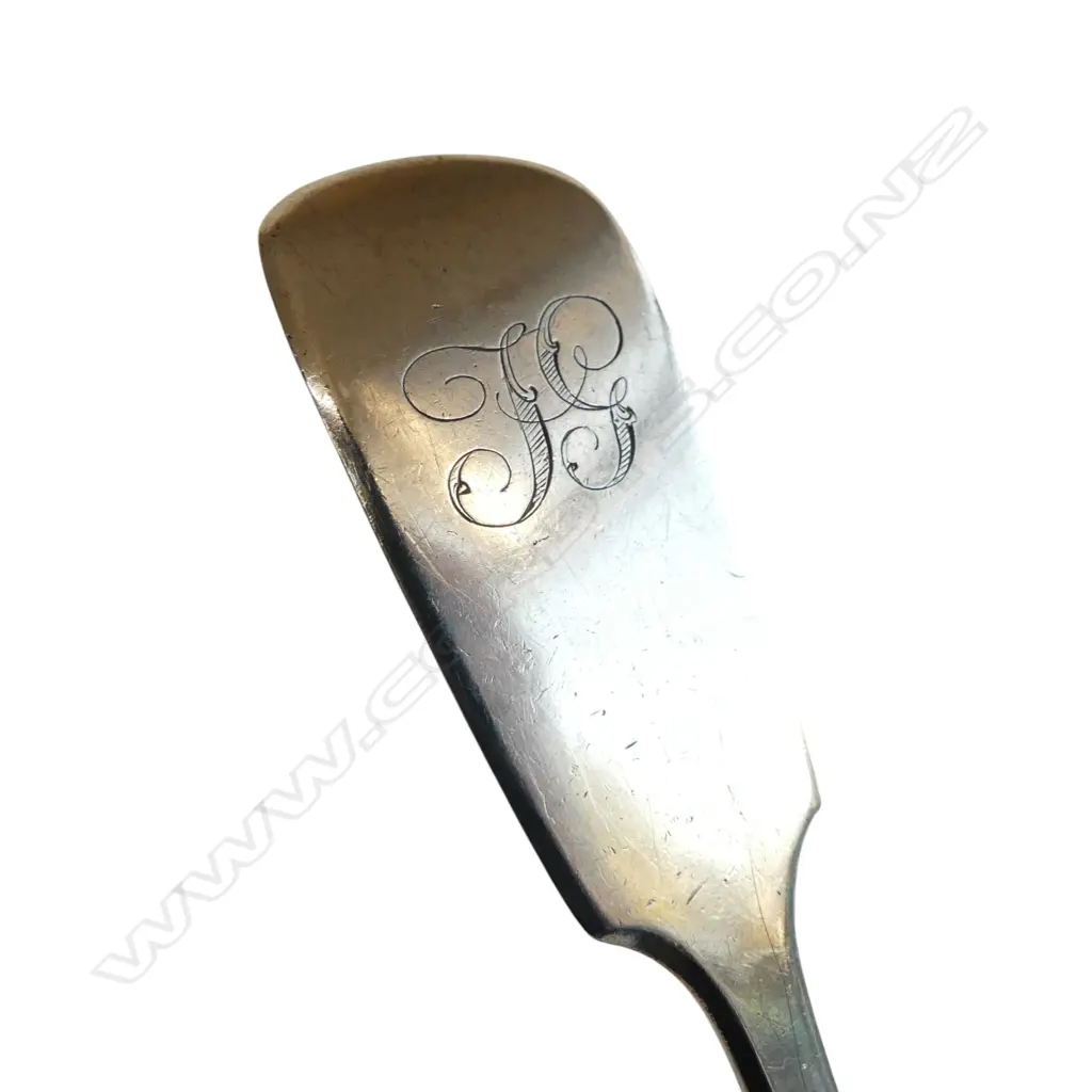 VICTORIAN SILVER FIDDLE PATTERN BASTING SPOON London 1854 122gms Image 1++