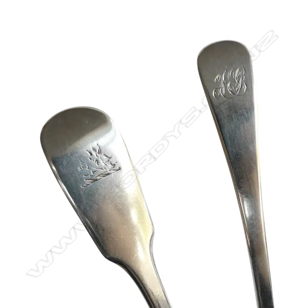 STG SILVER VICT. DESSERT SPOON + GEORGIAN FISH SERVER 92gms Image 1++