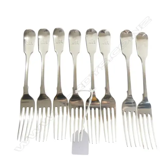 8 STG SILVER DESSERT FORKS, L.175mm 408gms