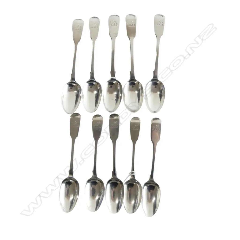 10 ANTIQUE STG SILVER TEASPOONS, 214gms Image 1++