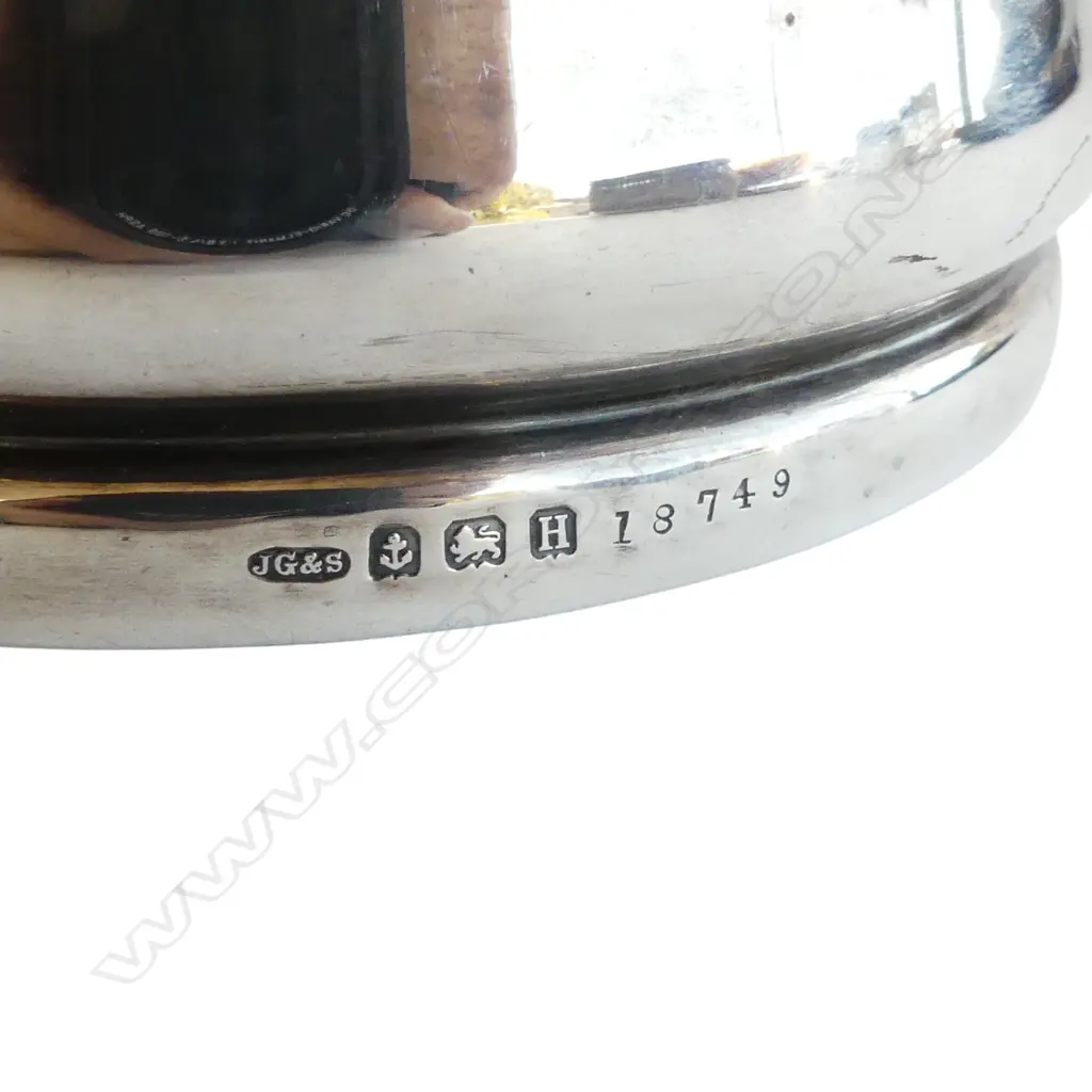 Birmingham 1932 SILVER BOTTLE COASTER baluster form with turned wooden base Dia.138mm Image 1++