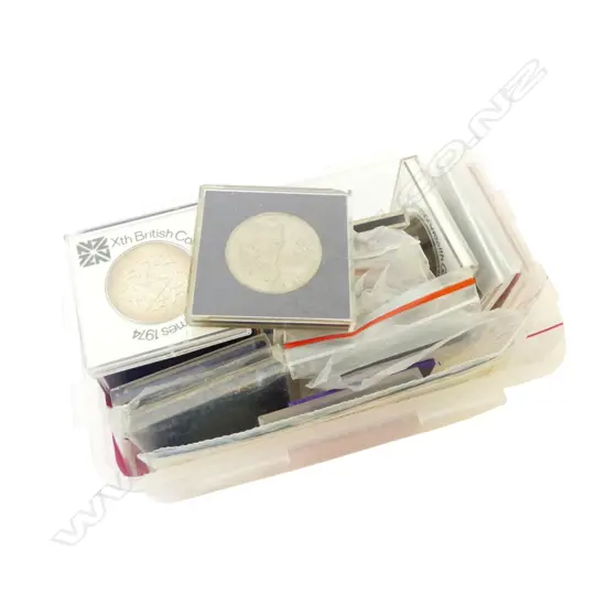 COMMEMORATIVE COINS + 6 NZ BANK NOTES; 3x $5, 3x $10