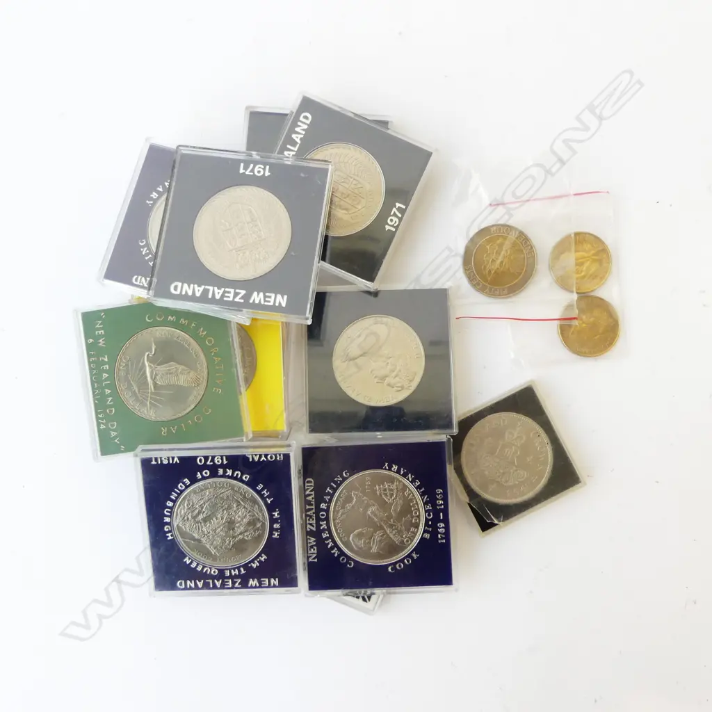 12 N.Z. COMMEMORATIVE + 3 OTHER N.Z. COINS Image 1++
