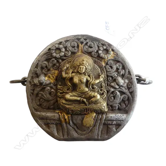 TIBETAN GILDED METAL GAU 100x50x95mm lid sealed