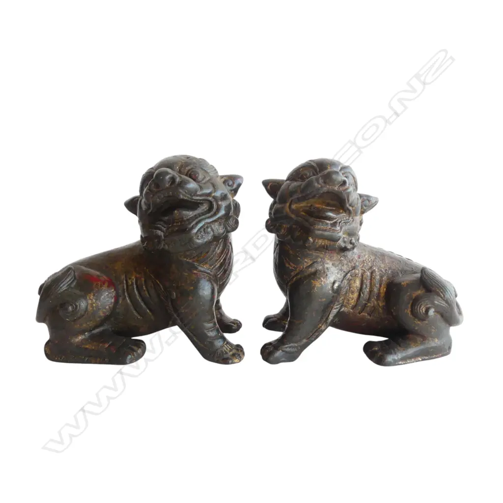 PR ORIENTAL BRONZE FU DOGS H.110mm Image 1++