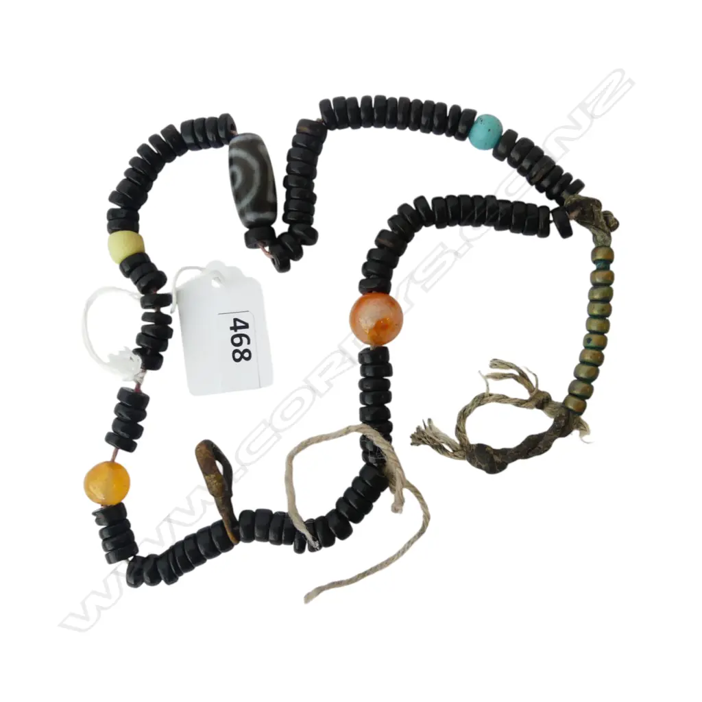 CHINESE NECKLACE with glass eye & other beads L.500mm Image 1++