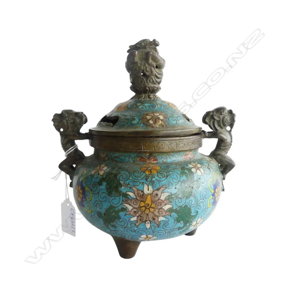 CHINESE CLOISONNE LIDDED CONTAINER H.185mm Image 1++