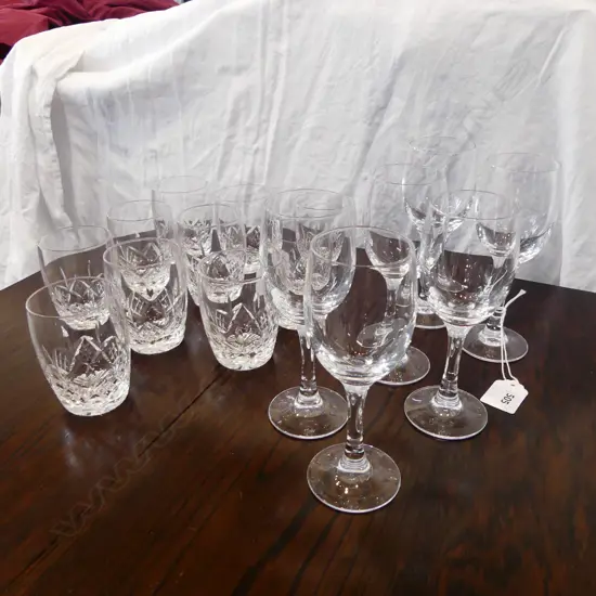 10 STUART CRYSTAL 'GLENGARRY CAMBRIDGE' GLASSES (SMALL CHIP) + 6 SMALL WINE GLASSES