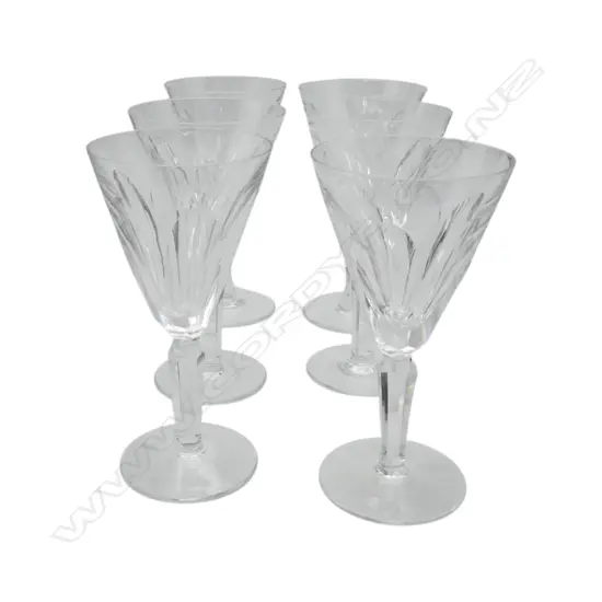 6 WATERFORD CRYSTAL GLASSES ONE WITH RIM CHIP