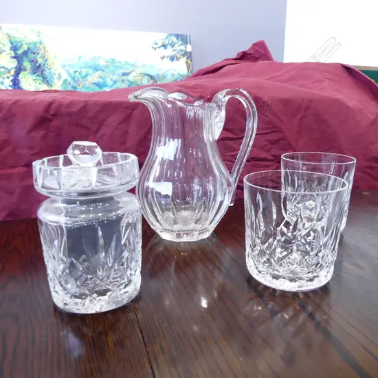 PR WATERFORD TUMBLERS H.85mm + HONEY POT & JUG H.160mm