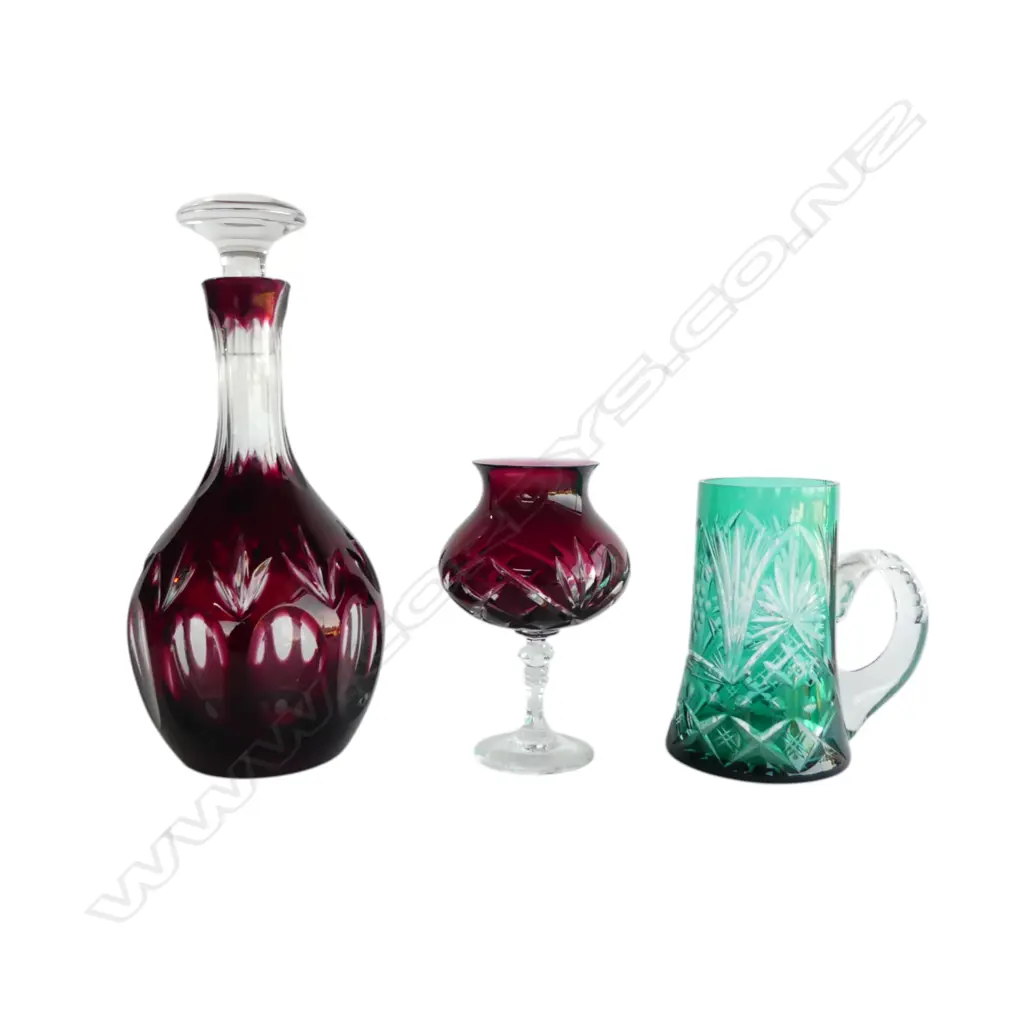 2 PCES RED FLASHED CRYSTAL H.310mm + GREEN (FAULTS) Image 1++