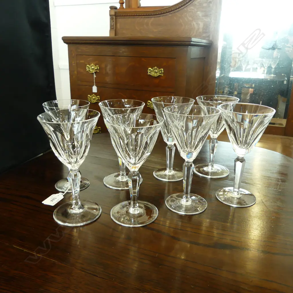 4 WATERFORD CRYSTAL GLASSES (small chip) + 4 UNMARKED WITH SIMILAR CUT Image 1++