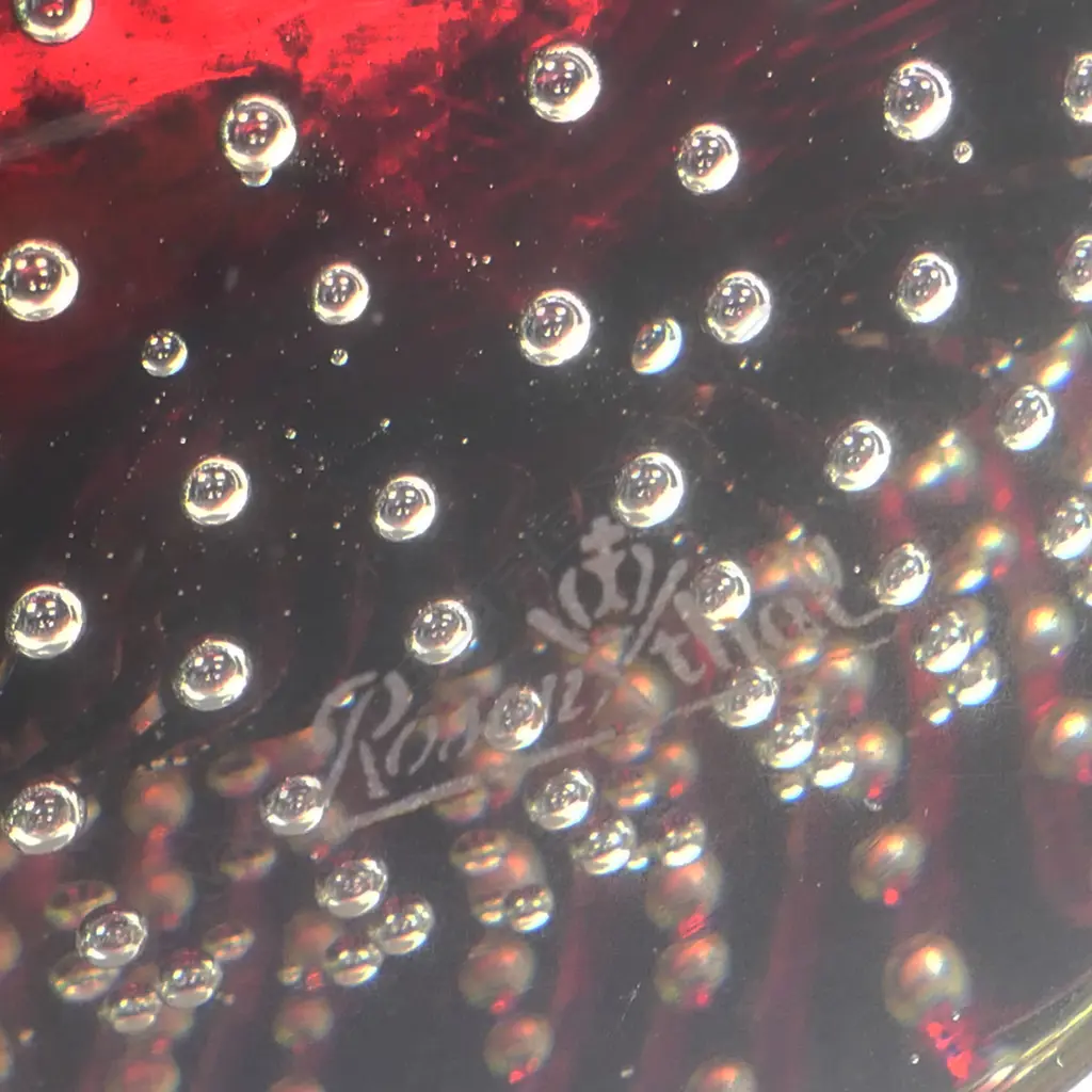 c.1980s ROSENTHAL HOME DESIGNS 'DEWDROP' GREEN/PURPLE GLASS VASE, ACID ETCHED MAKER'S MARK, H.300mm Image 1++