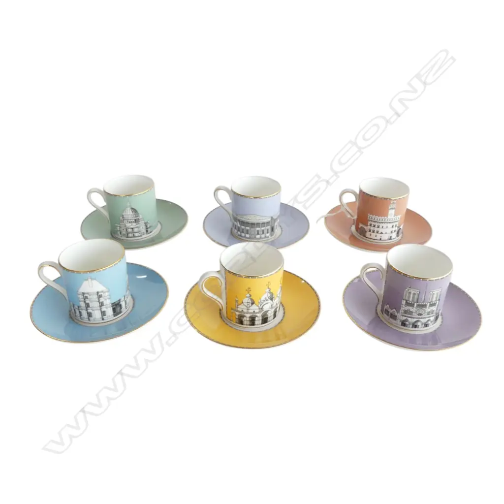 6 WEDGWOOD DEMITASSE 'GRAND TOUR COLLECTION' C/S Image 1++