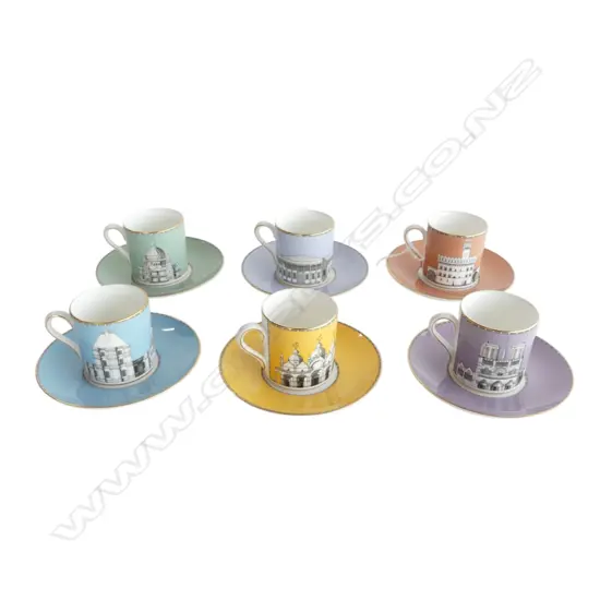 6 WEDGWOOD DEMITASSE 'GRAND TOUR COLLECTION' C/S