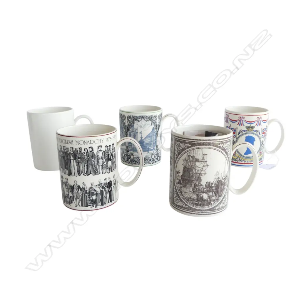 5 ASST. WEDGWOOD COMMEMORATIVE MUGS Image 1++