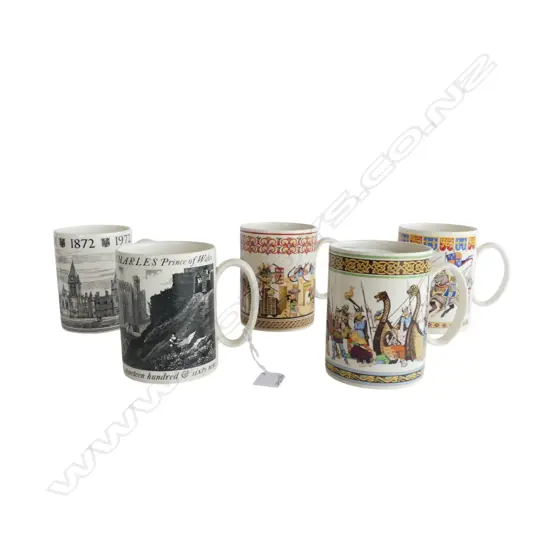 5 ASST. WEDGWOOD COMMEMORATIVE MUGS