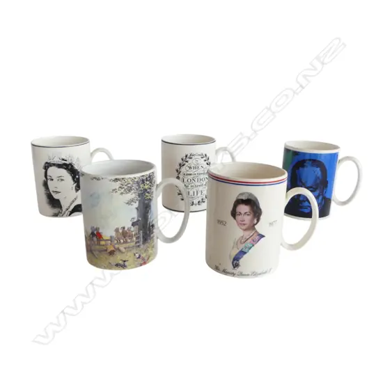 5 ASST. WEDGWOOD COMMEMORATIVE MUGS