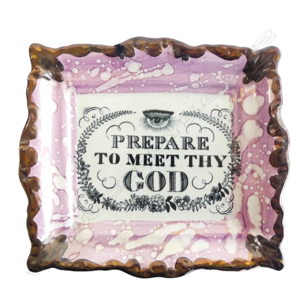SUNDERLAND LUSTRE PLAQUE 'PREPARE TO MEET THY GOD' 195x215mm Image 1++