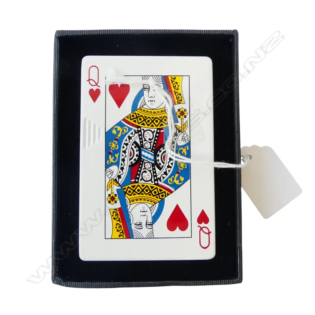 BOXED 'HONEST' CIGARETTE LIGHTER; QUEEN OF HEARTS H.90mm Image 1++