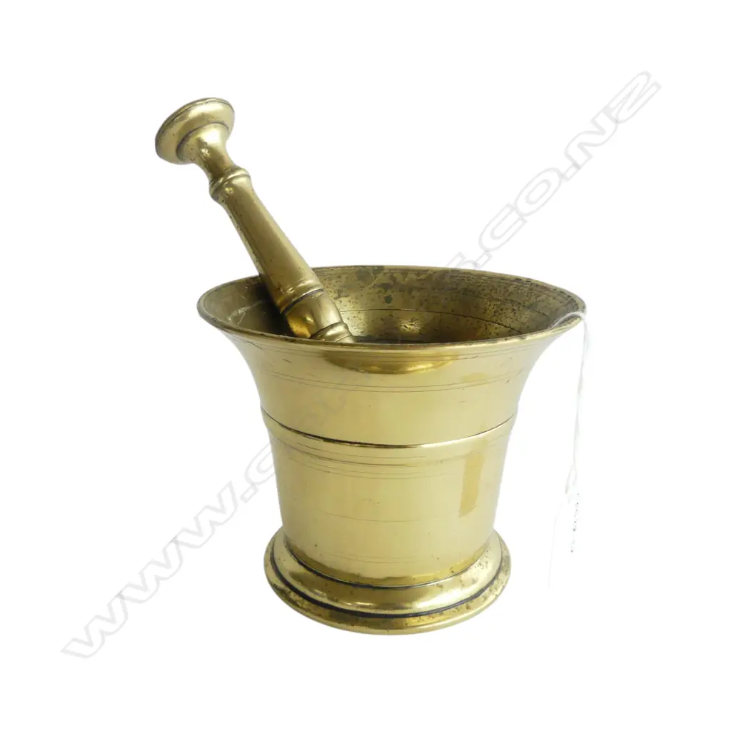 HEAVY BRASS MORTAR & PESTLE H.105mm Image 1++