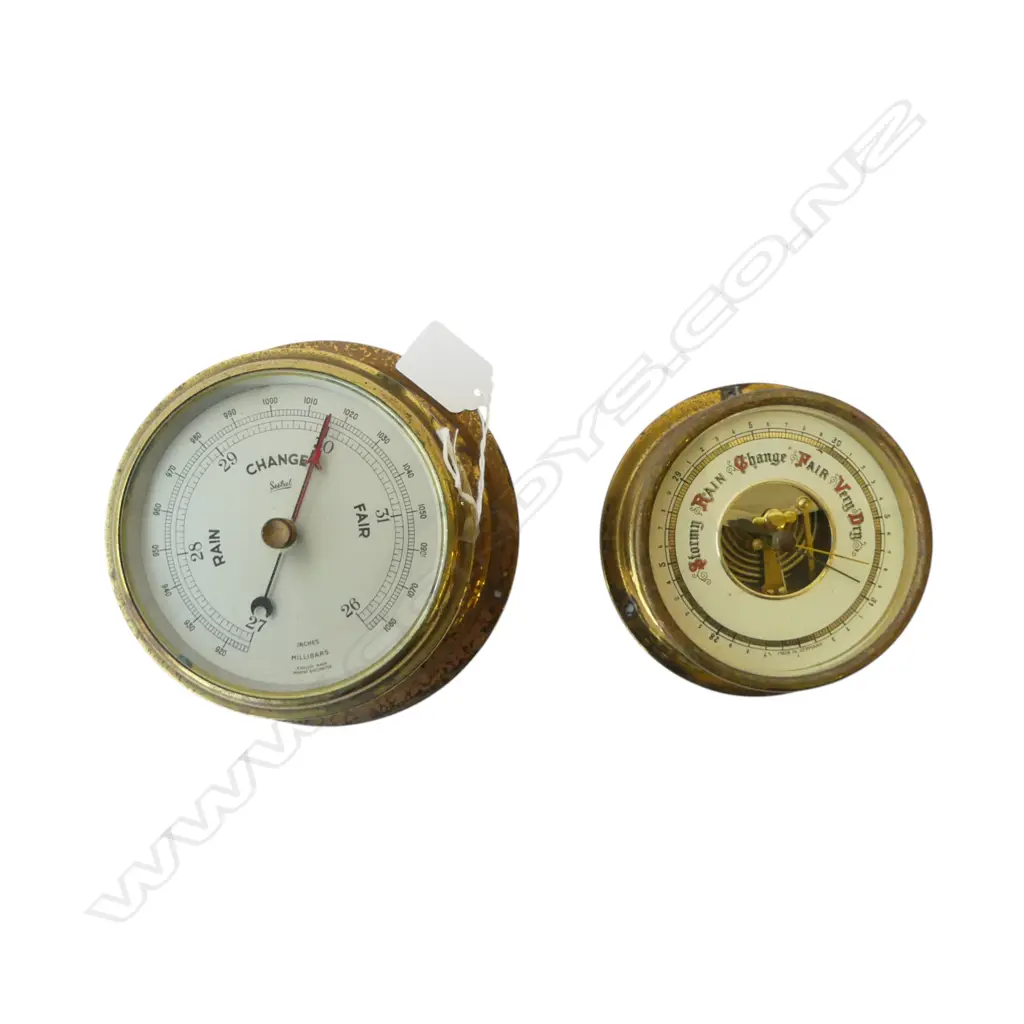 2 BRASS MARITIME BAROMETERS DIA 145mm Image 1++