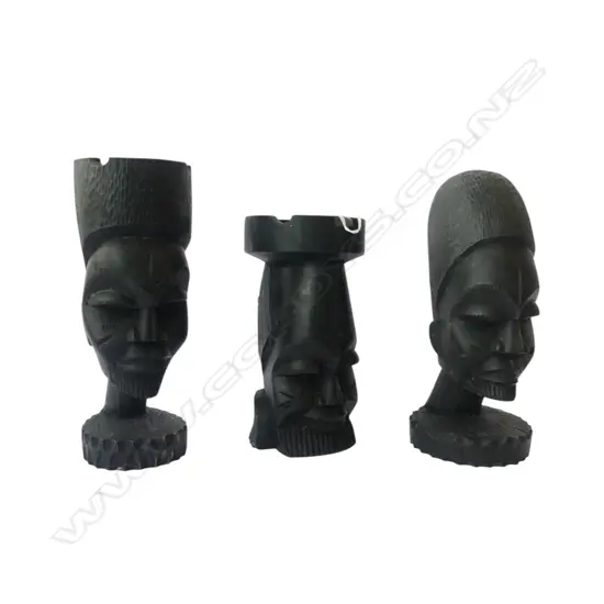 3 PCE AFRICAN CARVED WOODEN SMOKERS SET H.235mm