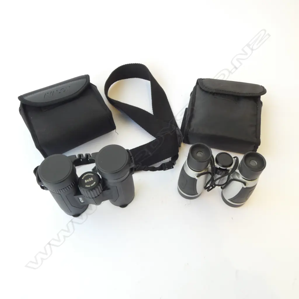 2 PRS CASED BINOCULARS; AVALON 8x32 BAK4 PRISM, OTHER Image 1++
