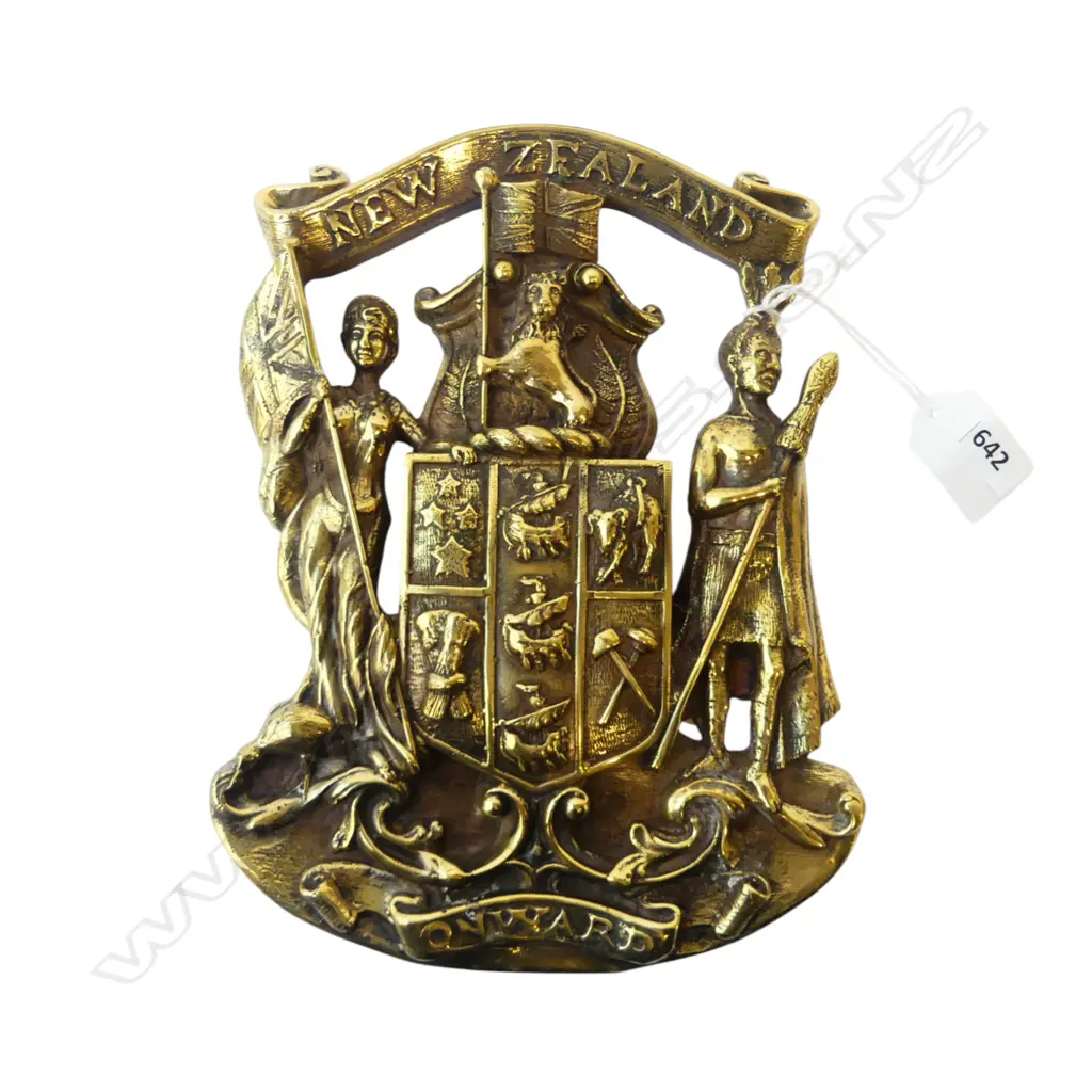 BRASS PLAQUE 'NEW ZEALAND ONWARDS' H.225mm Image 1++