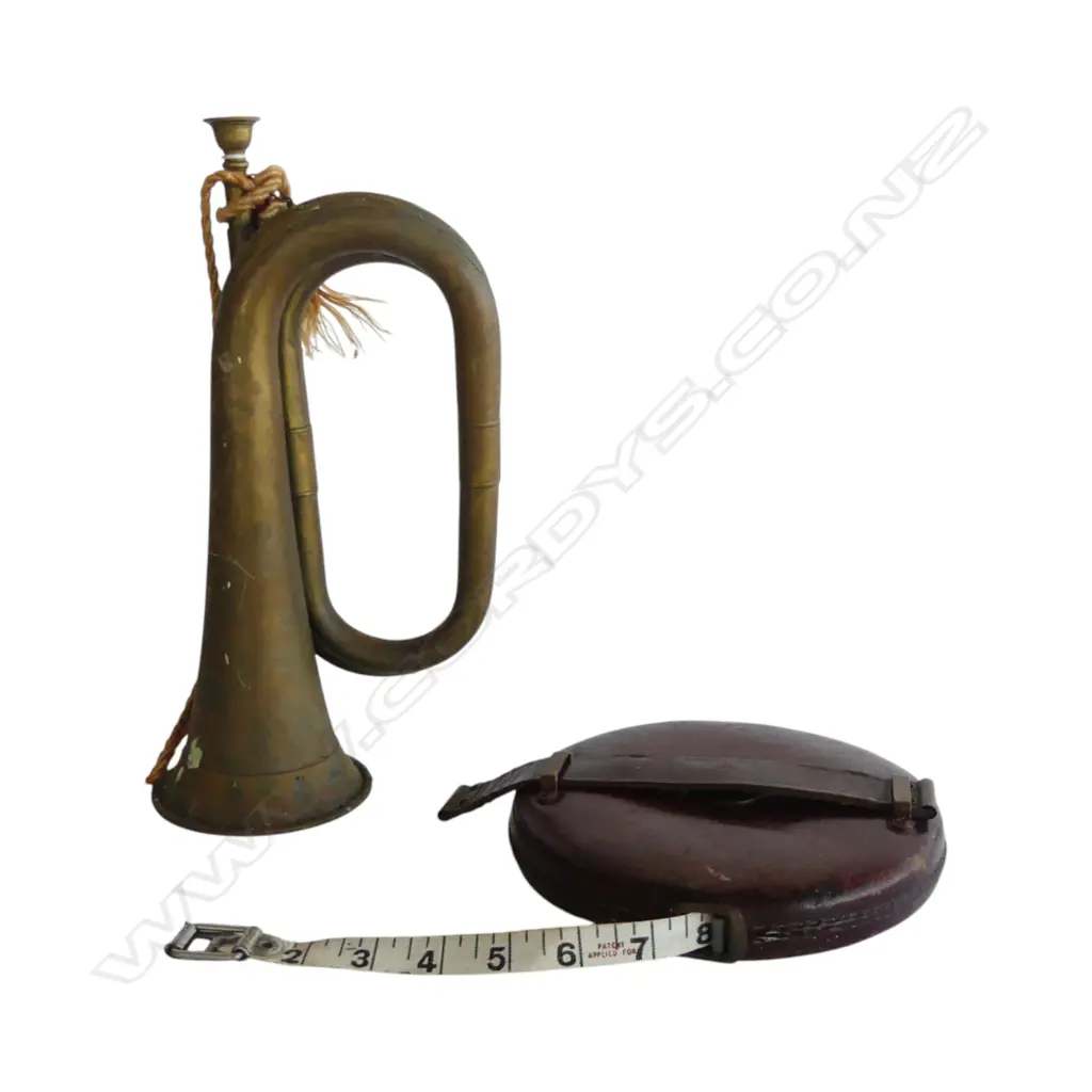 OLD COPPER KETTLE & BUGLE L.300mm Image 1++