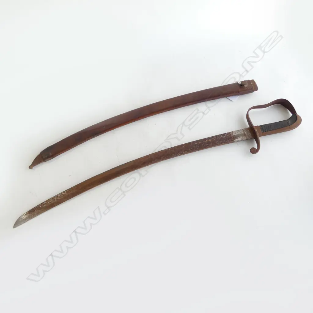 19thC A E HOLLER SOLINGEN SWORD IN LEATHER SCABBARD Image 1++