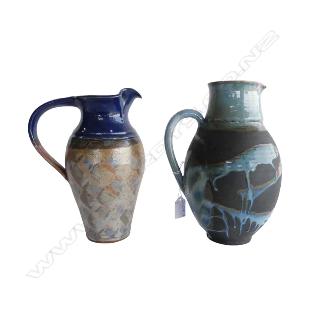 2 STUDIO POTTERY JUGS; SYLIVA DALES, OTHER H.240mm RIM CHIP Image 1++