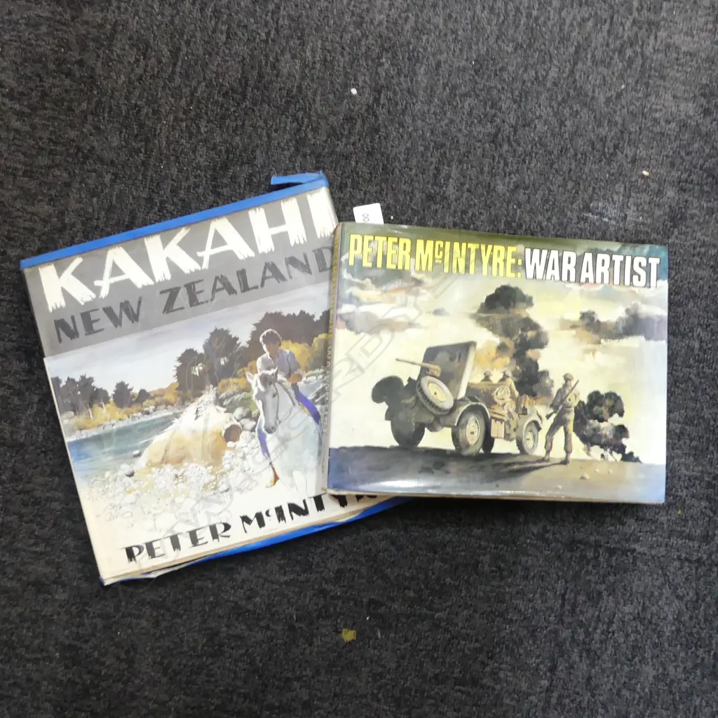 2 PETER MCINTYRE N.Z. ART REFERENCE BOOKS - 'WAR ARTIST' & 'KAKAHI' Image 1++
