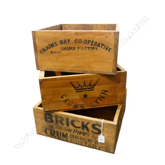 3 STENCILLED BOXES