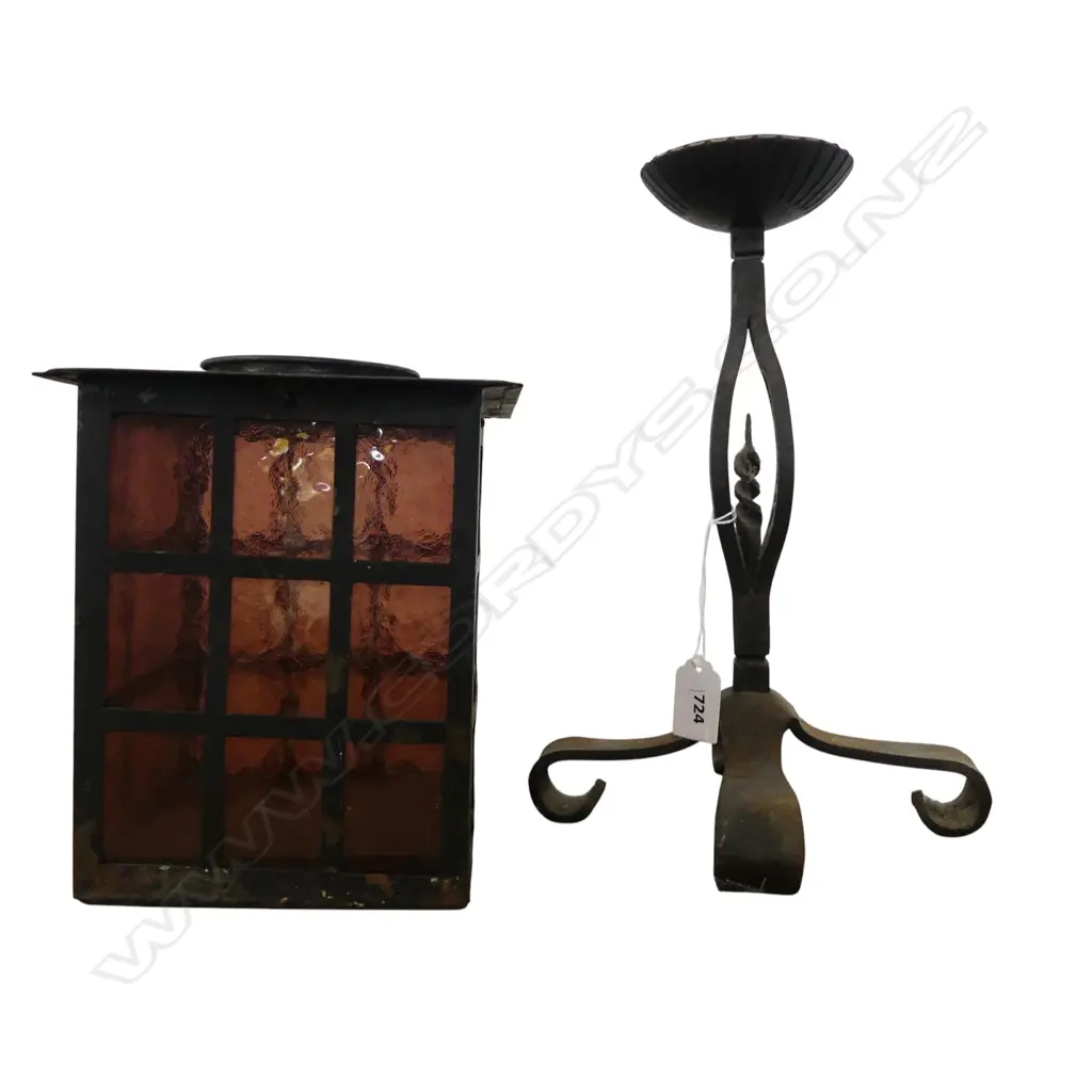 METAL CANDLESTICK H.285mm + LANTERN Image 1++