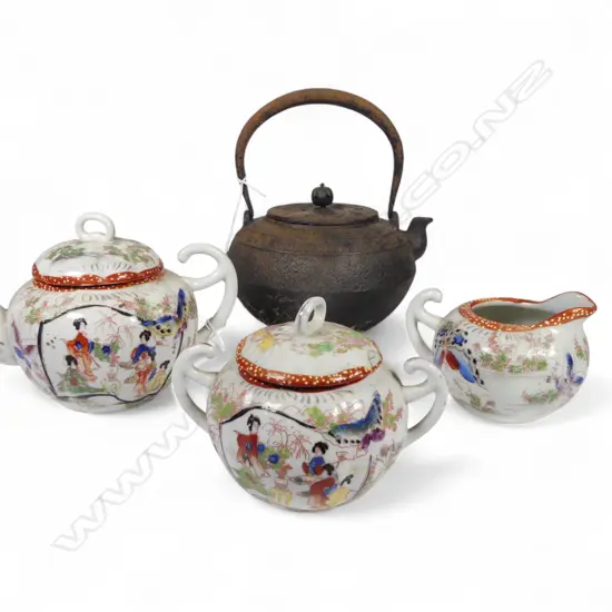3PC JAPANESE TEASET & IRON TEAPOT H220MM