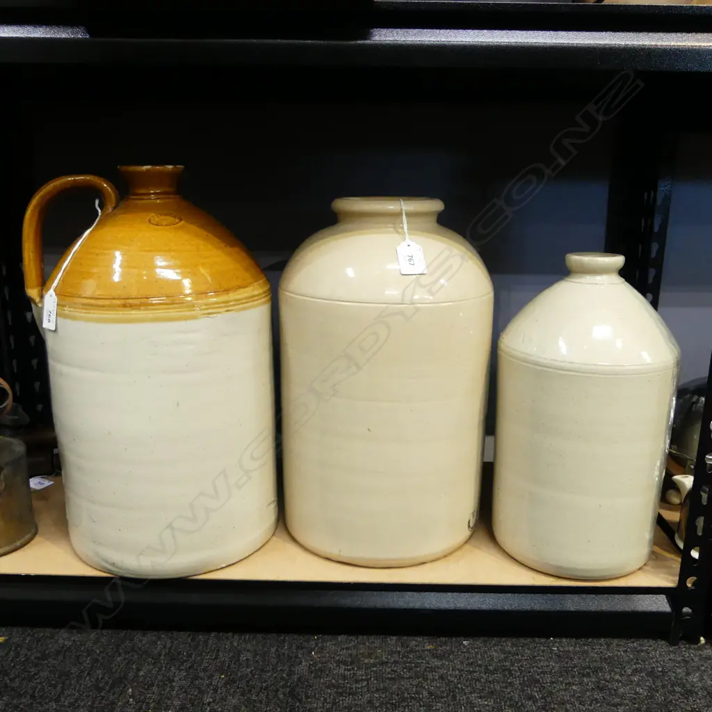 2 N.Z. STONEWARE CROCKS H.380mm Image 1++